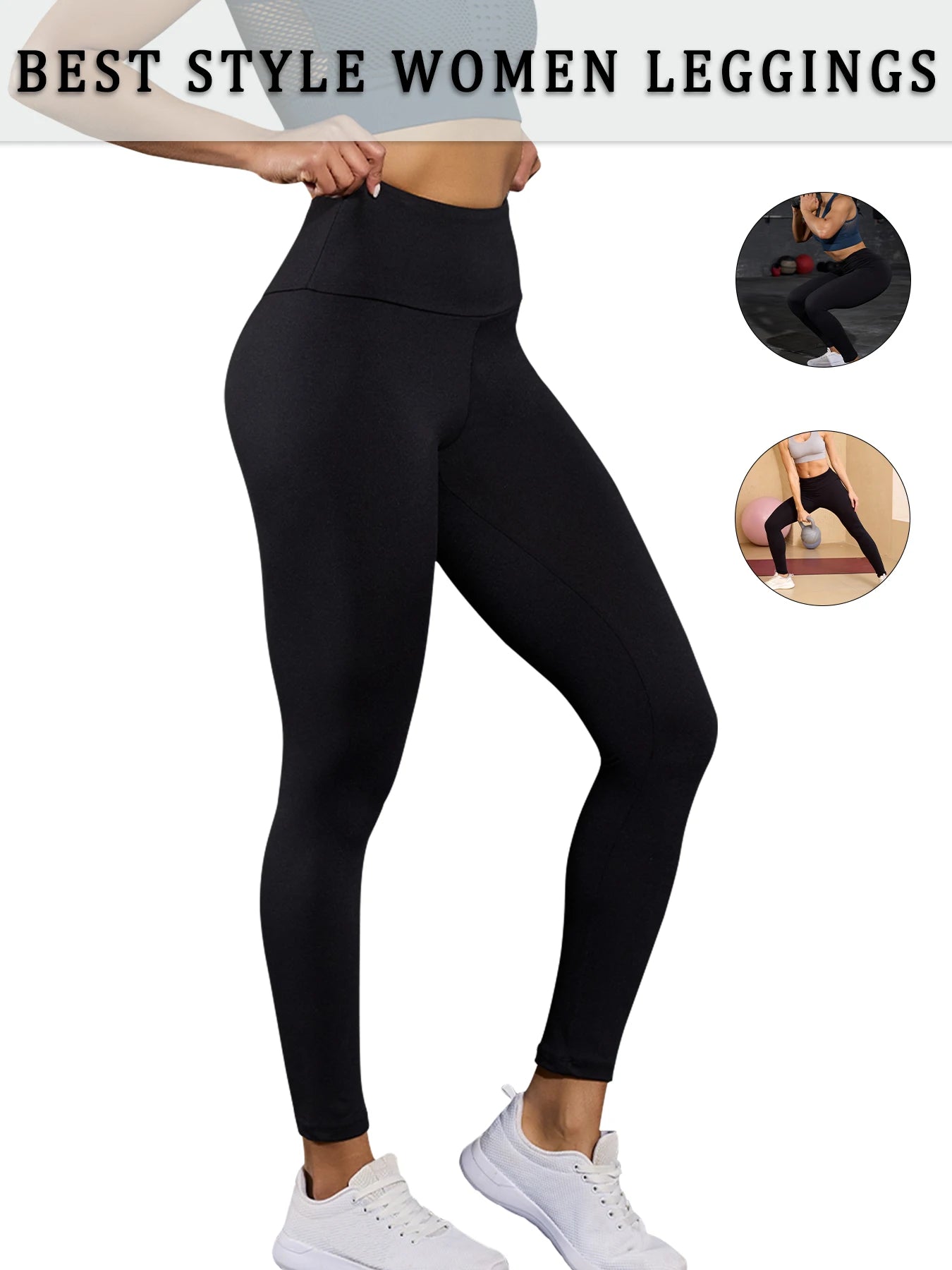 Damskie legginsy sportowe z wysokim stanem – spodnie do jogi i na siłownię z kontrolą brzucha Drugie zdjęcie produktu