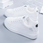 Damen bestickte PU-Leder-Sneaker 2026 – Atmungsaktive Schnürschuhe für den Alltag