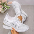 Zapatillas ortopédicas casuales de moda para mujer, transpirables y adornadas con pedrería