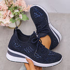 Zapatillas ortopédicas casuales de moda para mujer, transpirables y adornadas con pedrería