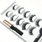 Magnetic Eyelashes Kit with Magnetic Liquid Eyeliner – Glue-Free Reusable Natural Fluffy False Lashes Set