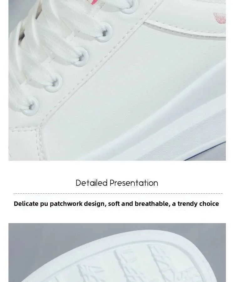 Damskie sneakersy z haftowanymi kwiatami na sznurowadła – oddychające casualowe buty do biegania