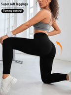 Damskie legginsy sportowe z wysokim stanem – spodnie do jogi i na siłownię z kontrolą brzucha