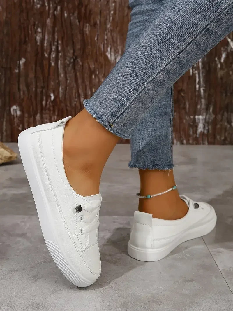 Damskie oddychające sneakersy z okrągłym noskiem – lekkie casualowe buty do chodzenia