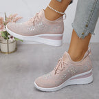 Zapatillas ortopédicas casuales de moda para mujer, transpirables y adornadas con pedrería