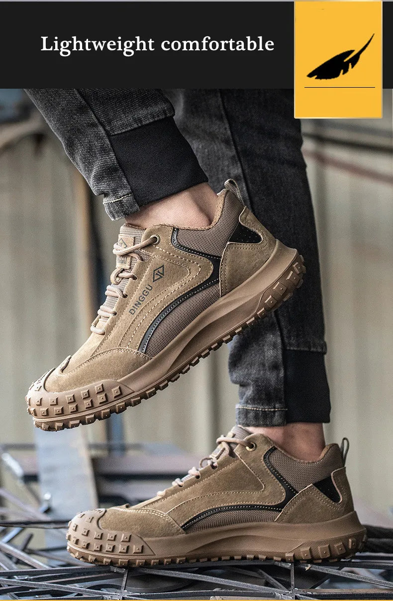 Męskie niezniszczalne bezpieczne buty robocze – ochronne sneakersy z stalowym noskiem, antypoślizgowe