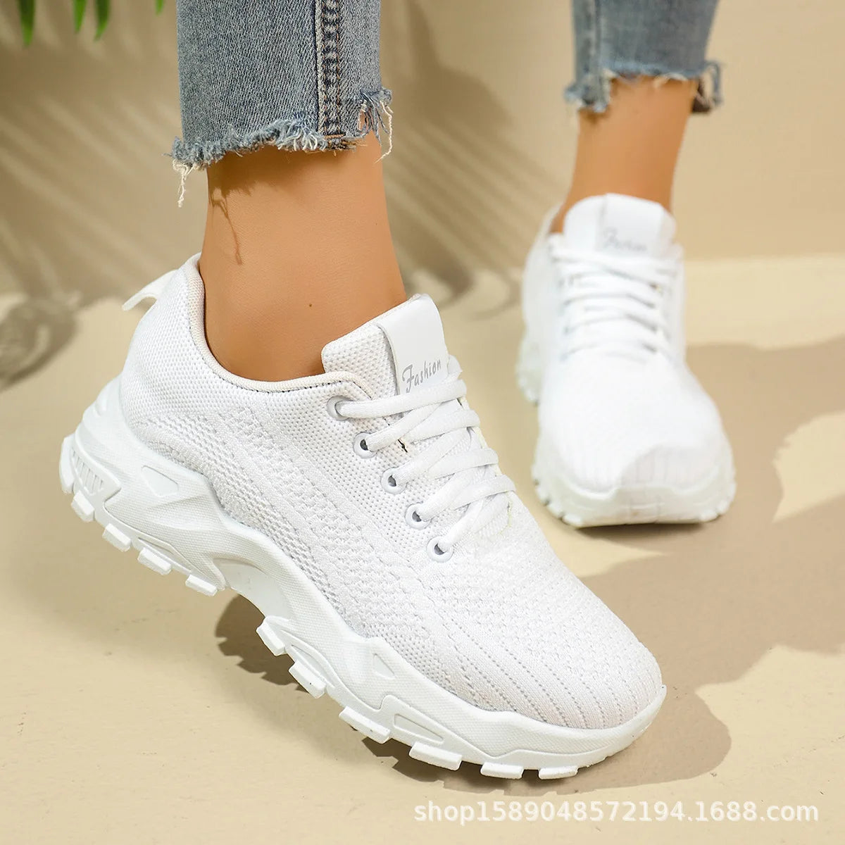 Damskie lekkie buty do biegania – oddychające siateczkowe sneakersy sportowe