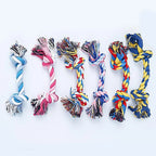 Juguete para morder de cuerda doble nudo de algodón para perros y gatos, color aleatorio, resistente a mordidas y dientes afilados, suministros para mascotas, juguetes para cachorros