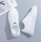 Damskie sneakersy z ekoskóry – oddychające, sznurowane buty do chodzenia i na co dzień na zewnątrz