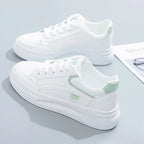 Damskie sneakersy z ekoskóry – oddychające, sznurowane buty do chodzenia i na co dzień na zewnątrz