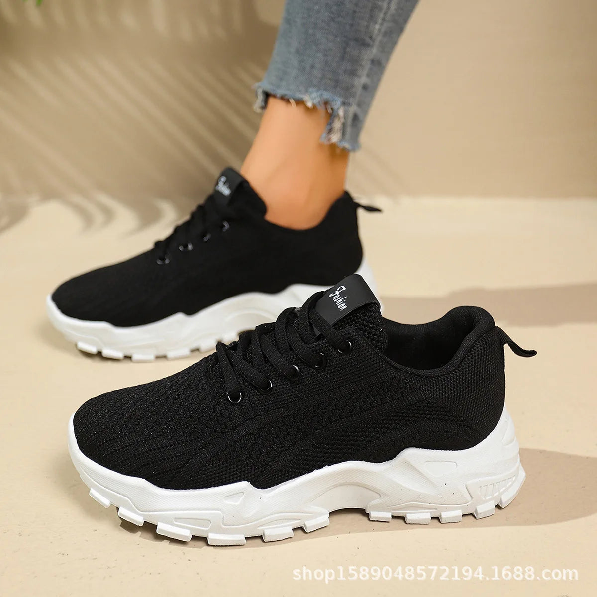 Damskie lekkie buty do biegania – oddychające siateczkowe sneakersy sportowe