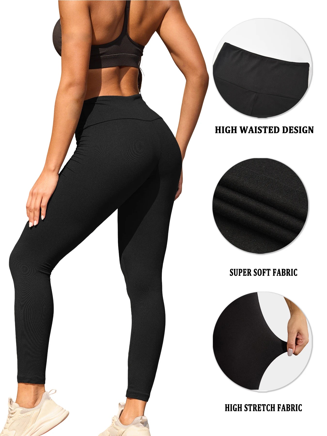 Damskie legginsy sportowe z wysokim stanem – spodnie do jogi i na siłownię z kontrolą brzucha