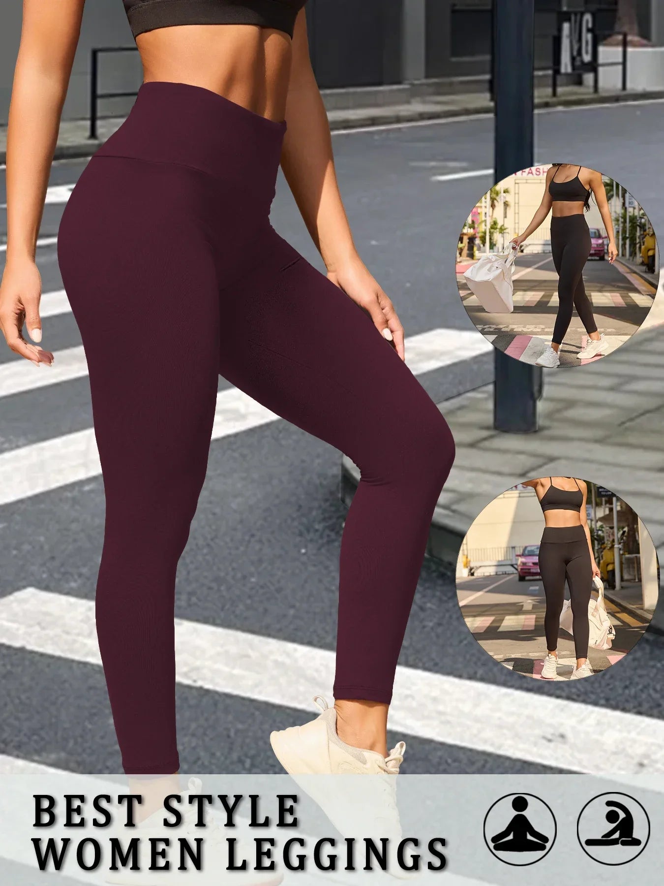 Damskie legginsy sportowe z wysokim stanem – spodnie do jogi i na siłownię z kontrolą brzucha