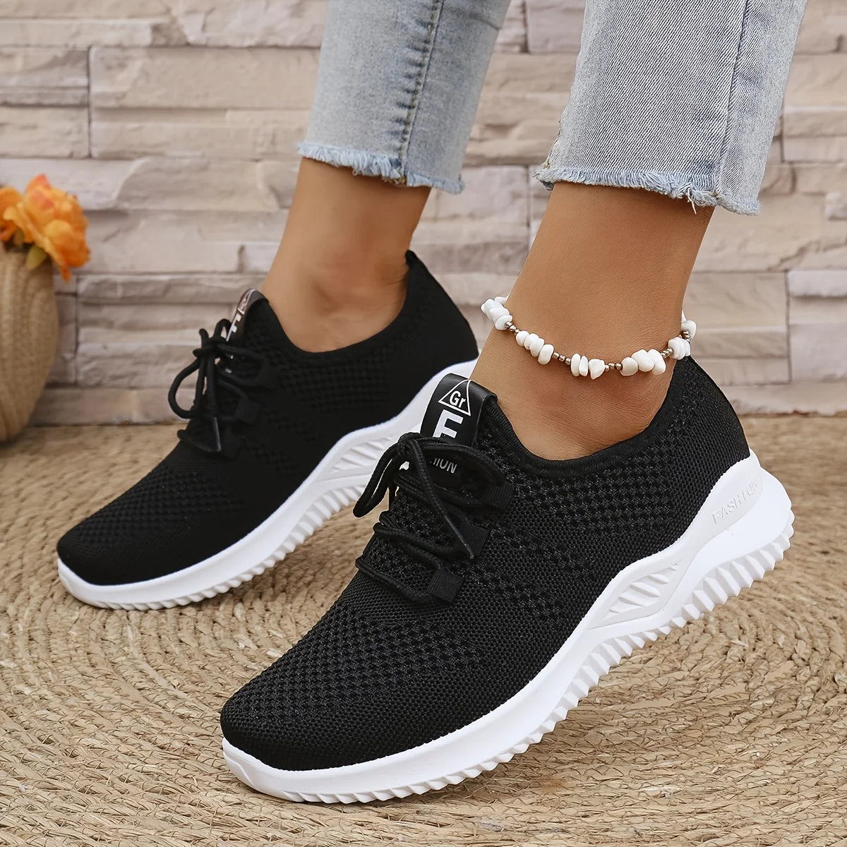 Sneakers da donna per camminata all'aperto – traspiranti in maglia, leggere e antiscivolo, scarpe comode