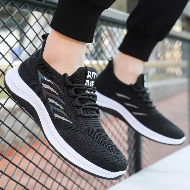 Męskie oddychające siateczkowe buty sportowe – lekkie casualowe sneakersy do biegania