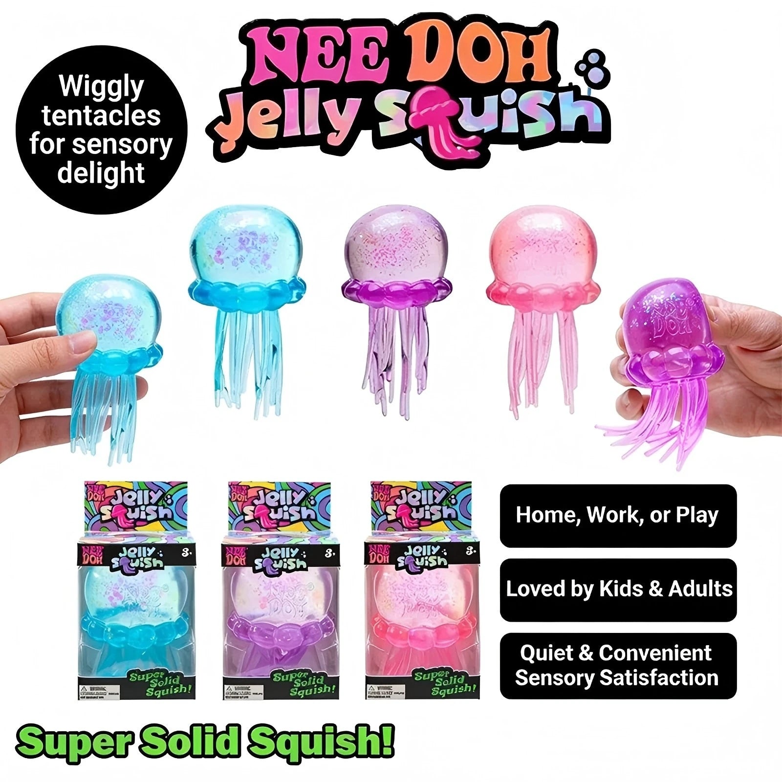 Zabawka antystresowa NeeDoh Jellyfish & Cube Squishy