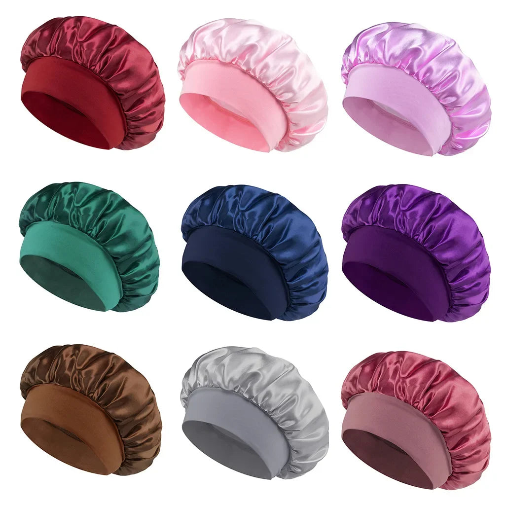 Dames satijnen haar bonnet – zijden slaapmuts met elastische band