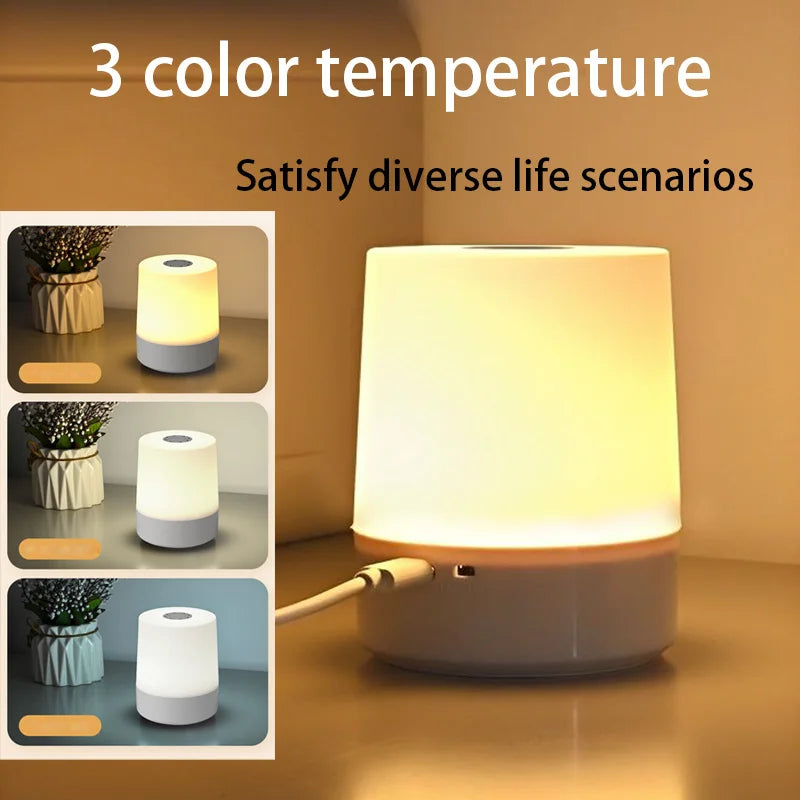 Lampka nocna dotykowa z akumulatorem – lampka LED na USB na stolik nocny z pilotem i 3 trybami kolorów
