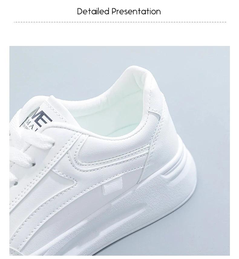 Damskie sneakersy z ekoskóry – oddychające, sznurowane buty do chodzenia i na co dzień na zewnątrz