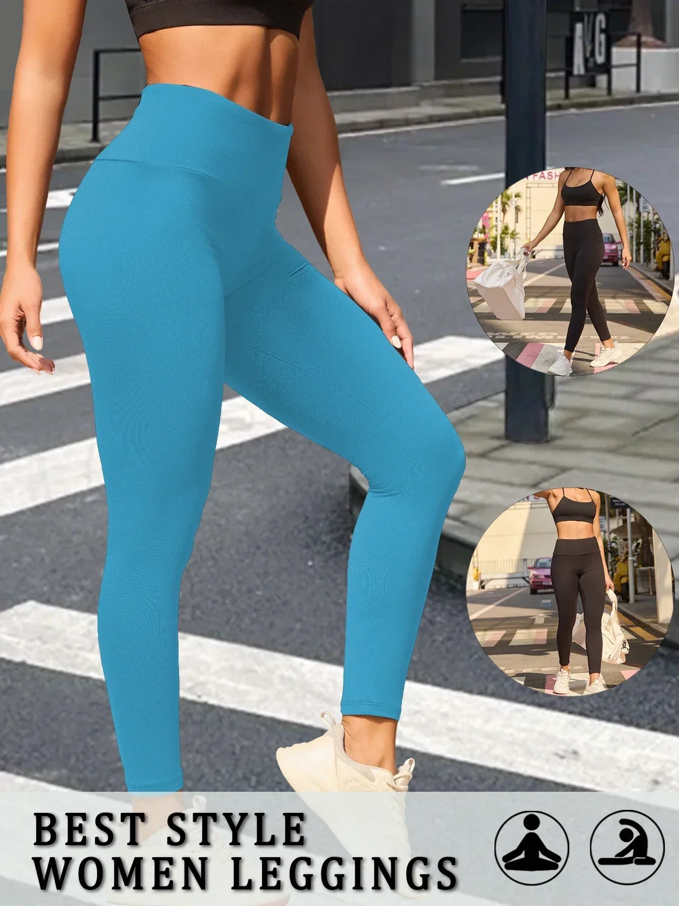Damskie legginsy sportowe z wysokim stanem – spodnie do jogi i na siłownię z kontrolą brzucha