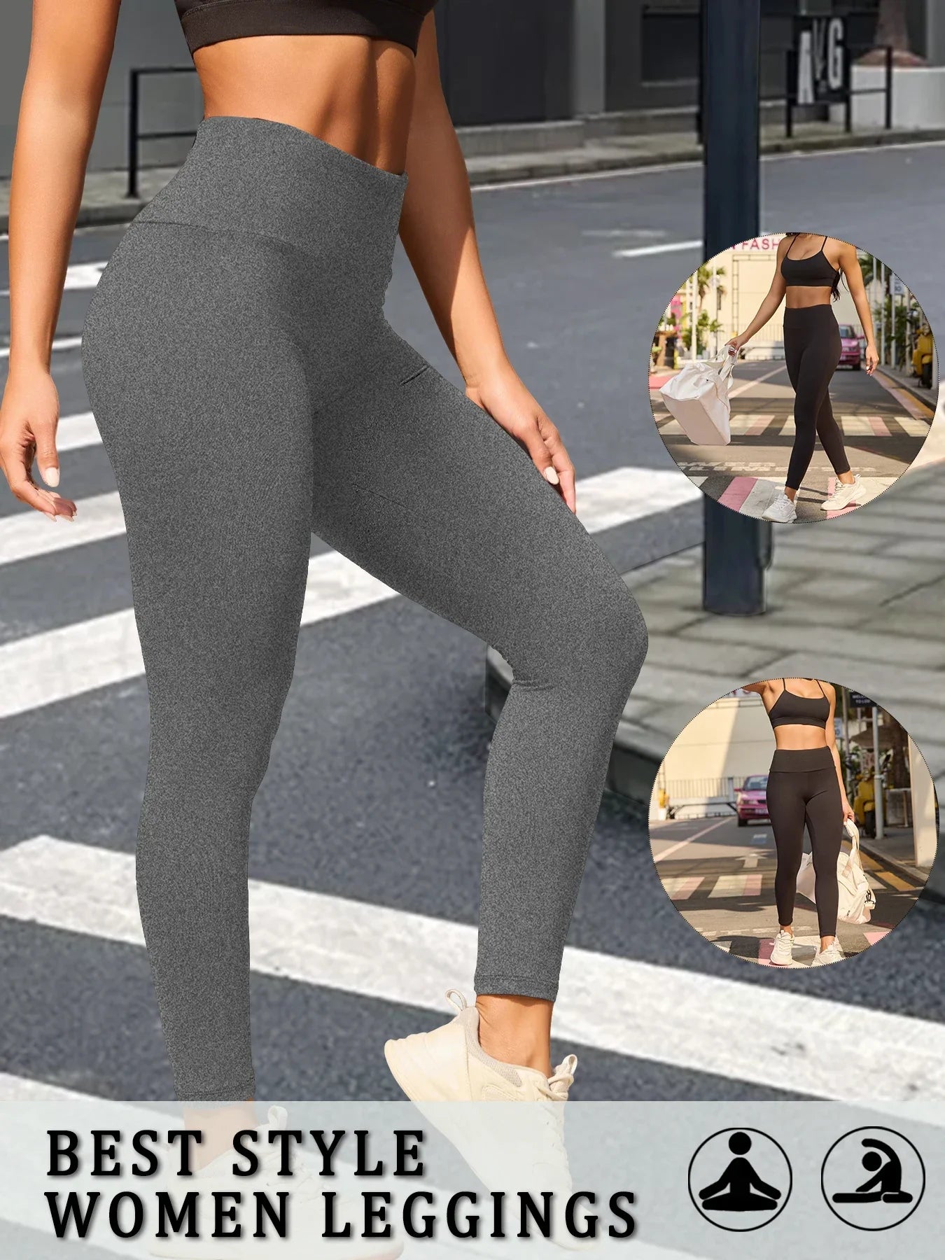 Damskie legginsy sportowe z wysokim stanem – spodnie do jogi i na siłownię z kontrolą brzucha