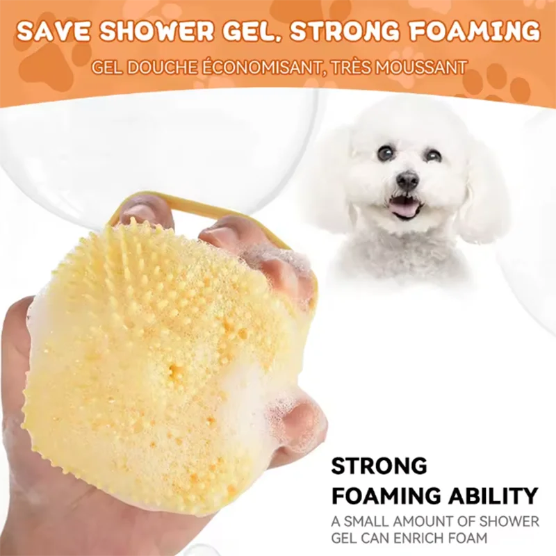 Soft Silicone Pet Bath & Massage Brush for Dogs & Cats