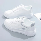 Damskie sneakersy z ekoskóry – oddychające, sznurowane buty do chodzenia i na co dzień na zewnątrz