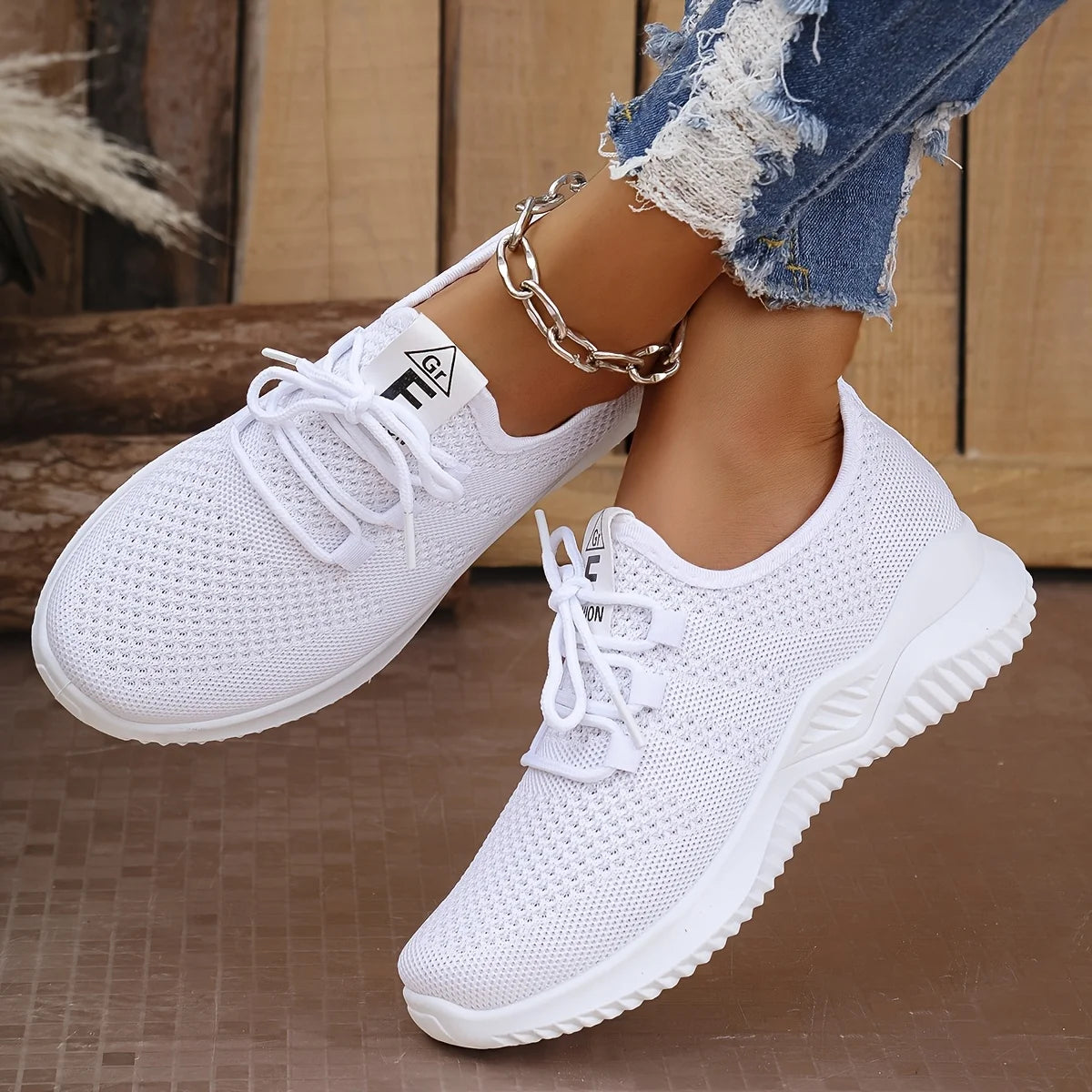 Sneakers da donna per camminata all'aperto – traspiranti in maglia, leggere e antiscivolo, scarpe comode