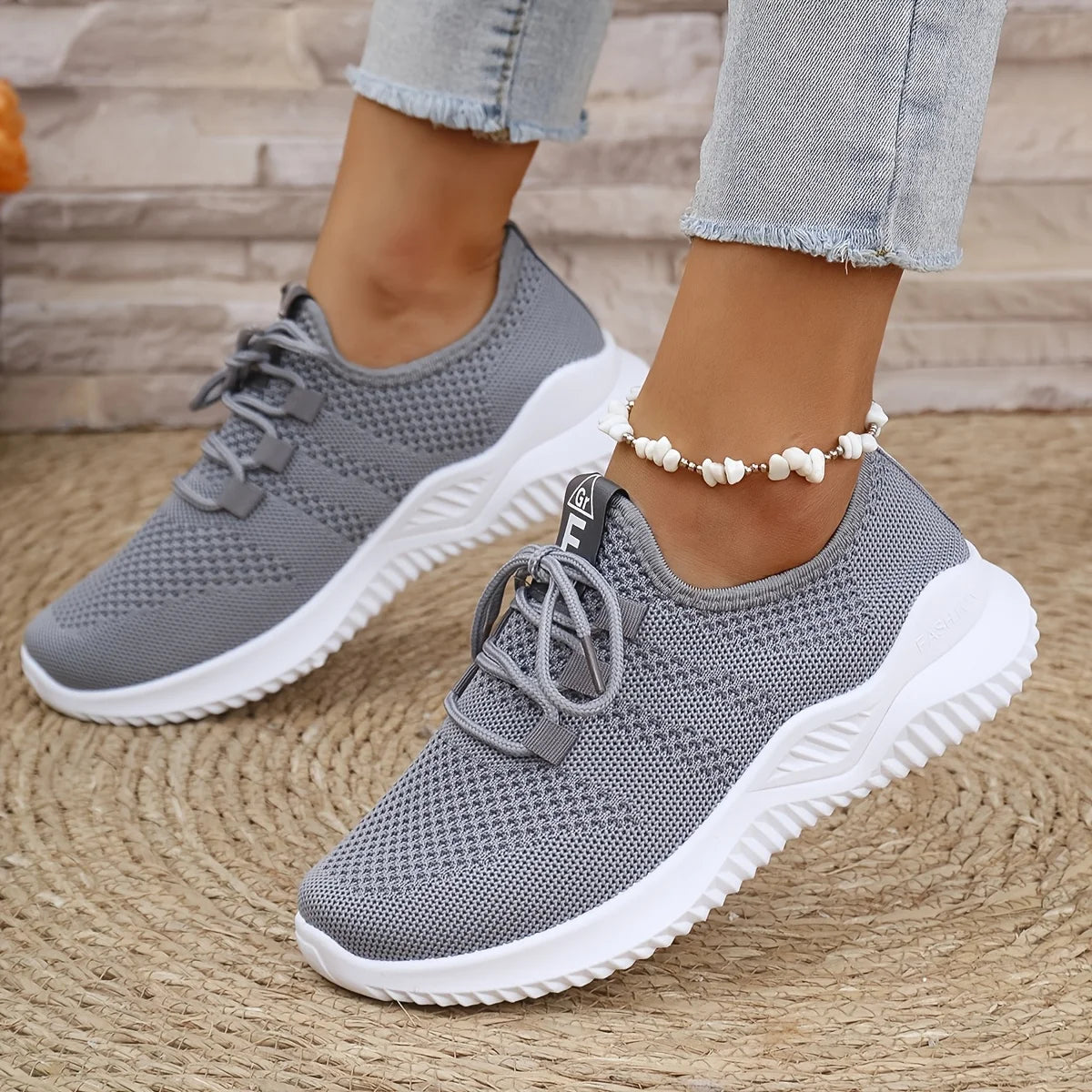 Sneakers da donna per camminata all'aperto – traspiranti in maglia, leggere e antiscivolo, scarpe comode