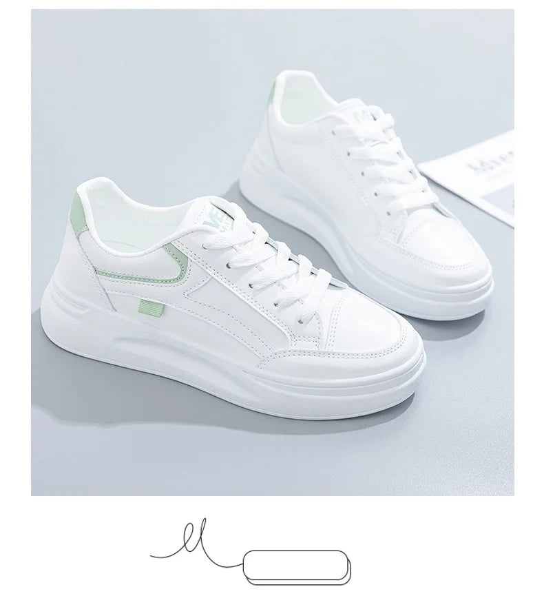 Damskie sneakersy z ekoskóry – oddychające, sznurowane buty do chodzenia i na co dzień na zewnątrz
