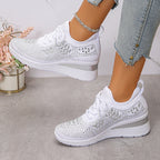 Zapatillas ortopédicas casuales de moda para mujer, transpirables y adornadas con pedrería