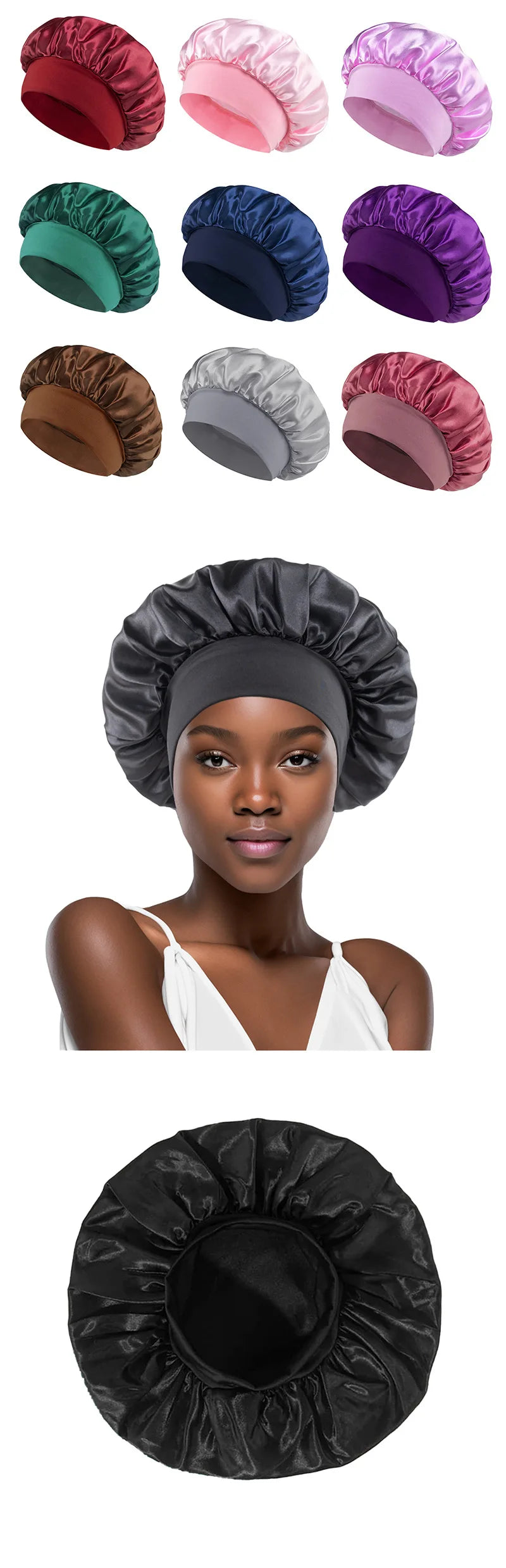 Dames satijnen haar bonnet – zijden slaapmuts met elastische band