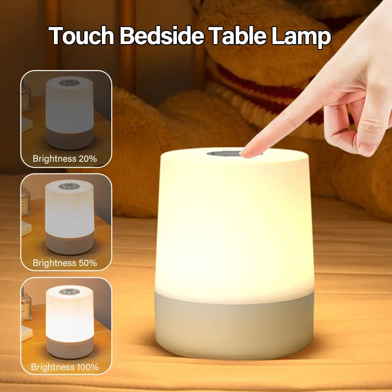 Lampka nocna dotykowa z akumulatorem – lampka LED na USB na stolik nocny z pilotem i 3 trybami kolorów Główne zdjęcie produktu